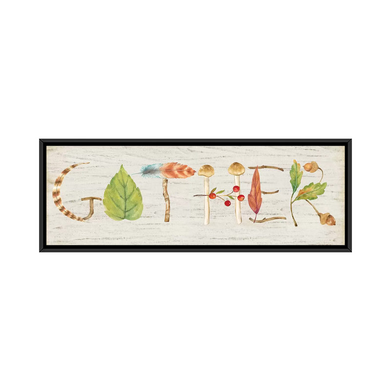 «Gather Wood Sign», impression sur toile, H 16 po x l 48 po x P 1,5 po, Toile avec cadre noir