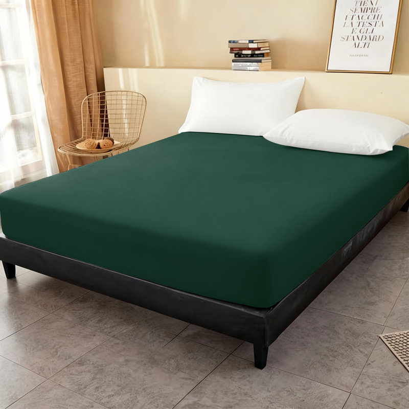 Super Soft Microfiber Fitted Sheet – 25cm Deep Pocket, Brushed Finish, Kingsize (5'), Emerald