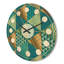Horloge murale en bois doré et bleu Dynamics I Mid-Century-63891661
