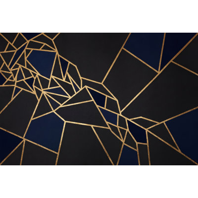 Faceted Mosaic Wallpaper Gold Lines Art Deco Removable Wall Decor