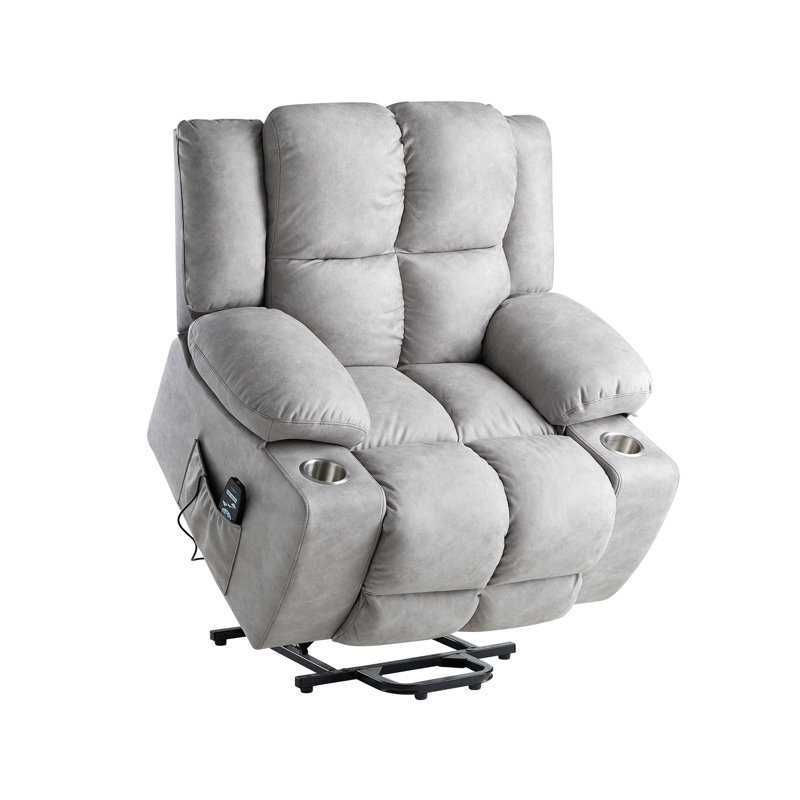 Fauteuil de massage inclinable électrique, Mélange de polyester gris clair