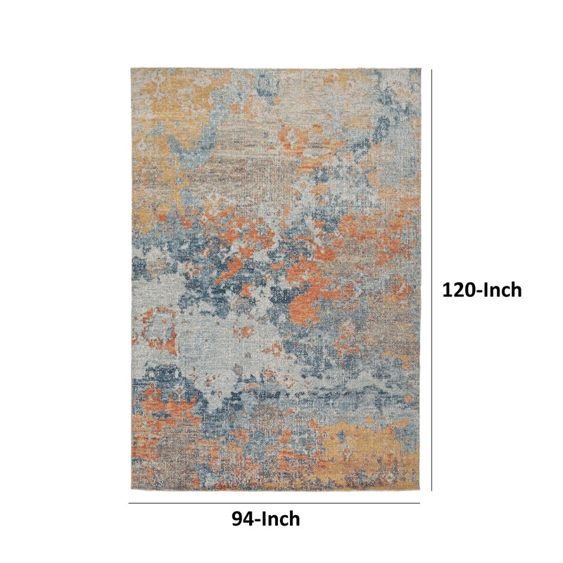 Allen Area Rug, Indoor Outdoor, Bright Multicolor Abstract Polyester, Rectangle 7'10" x 10'