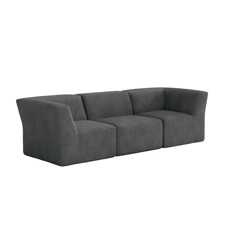 3 Seater Corduroy Seating Component, Grey Corduroy