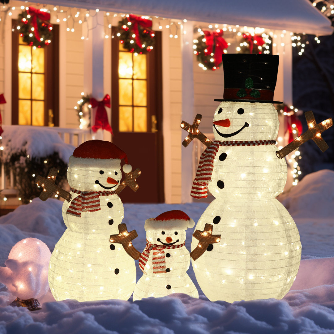3 Piece Snowman Family Christmas Lighted Display Set The Holiday Aisle®