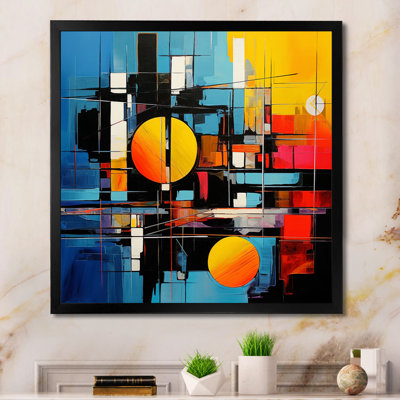 «Blue Orange Mid Century Abstract Reflections II», reproductions d'art mural Mid-Century