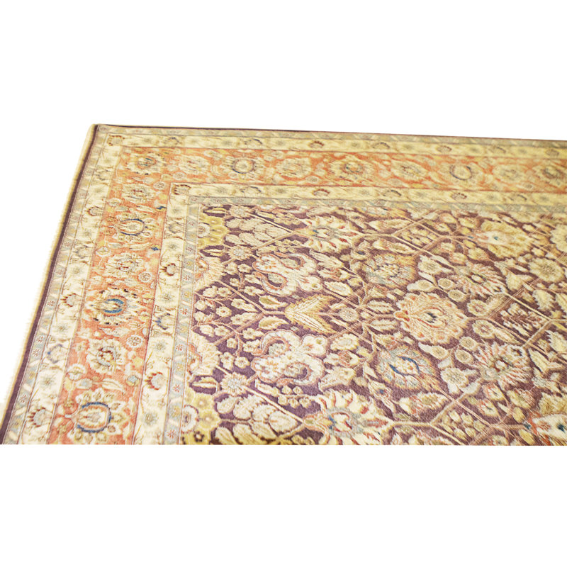 Tapis aubergine et rouille noué à la main de haute qualité