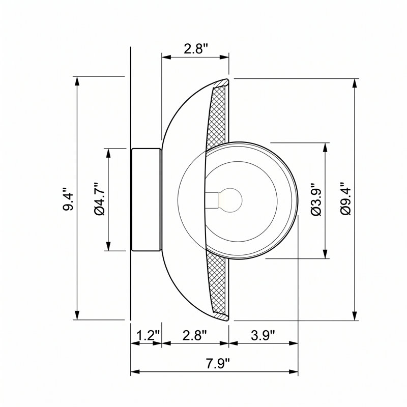 Walnut Wood Curved Bowl Wall Sconce