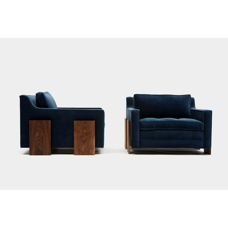 Tufted Armchair, Deep Blue Velvet