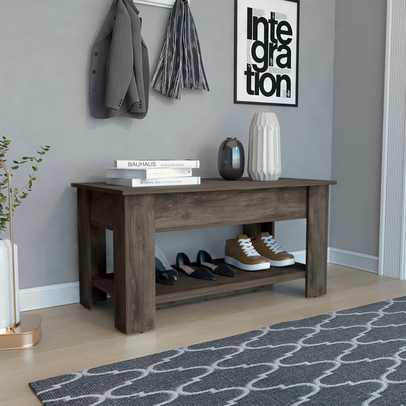 1-Shelf Lid Top Storage Table, Brown