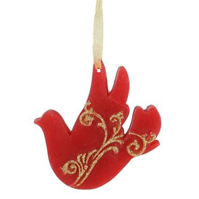 Ornement de Noël en forme de cire rouge 4 po avec ruban 4 po