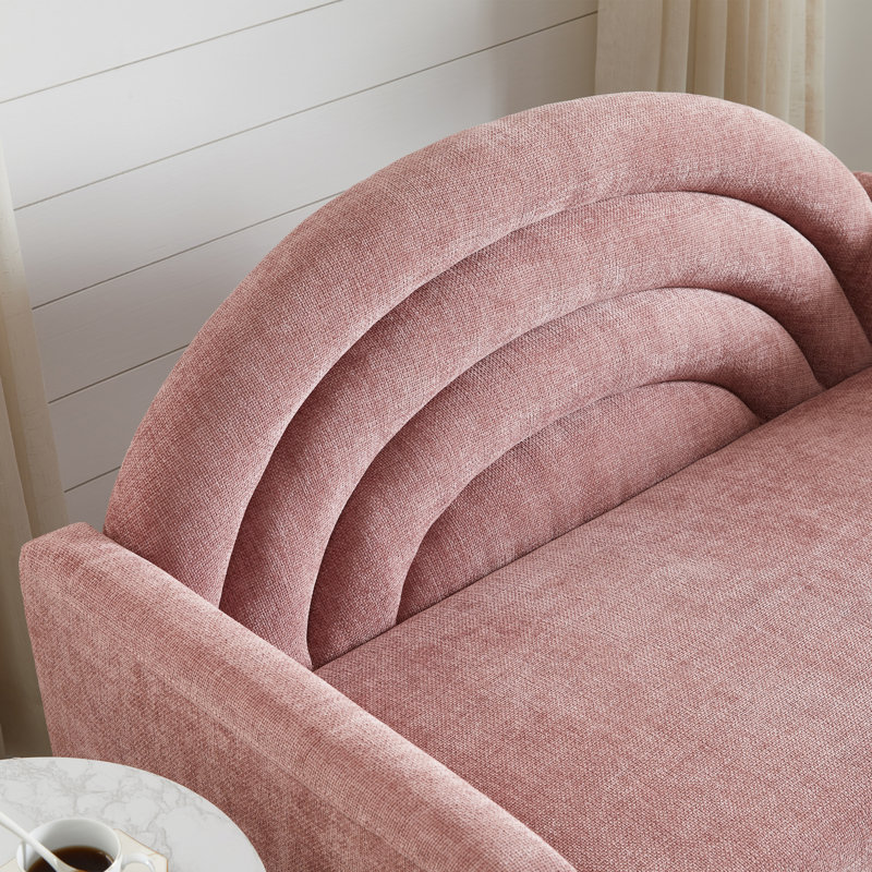 Canapé rembourré à deux places Michala, H 31,5 po x l 49,6 po x P 30,7 po, Polyester rose
