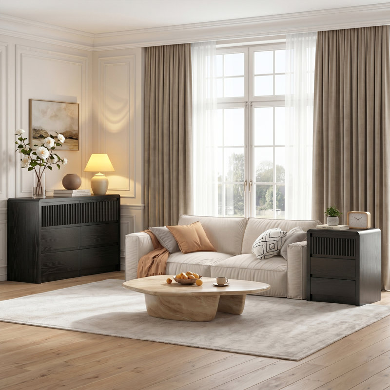 Commode 6 tiroirs Modern, Noir