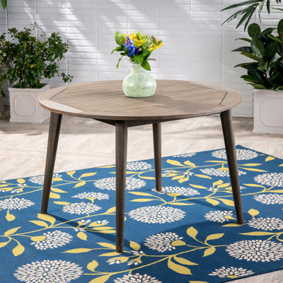 Table de patio en bois 48,42 po, grise, élégante et fonctionnelle avec finition grise, 48,42 po
