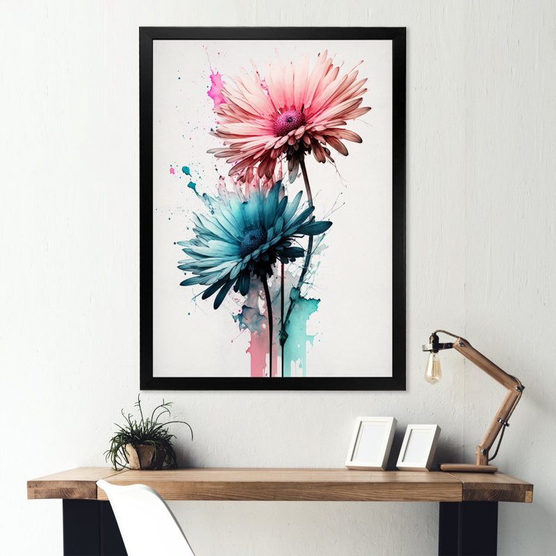 «Flower Gerbera III», reproduction sur toile, Impression noire sur toile encadrée, H 20 po x l 12 po x P 1 po