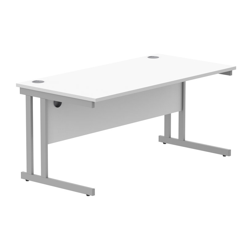 Kelson Metal Base Writing Desk, 73cm H x 120cm W x 60cm D, White, White