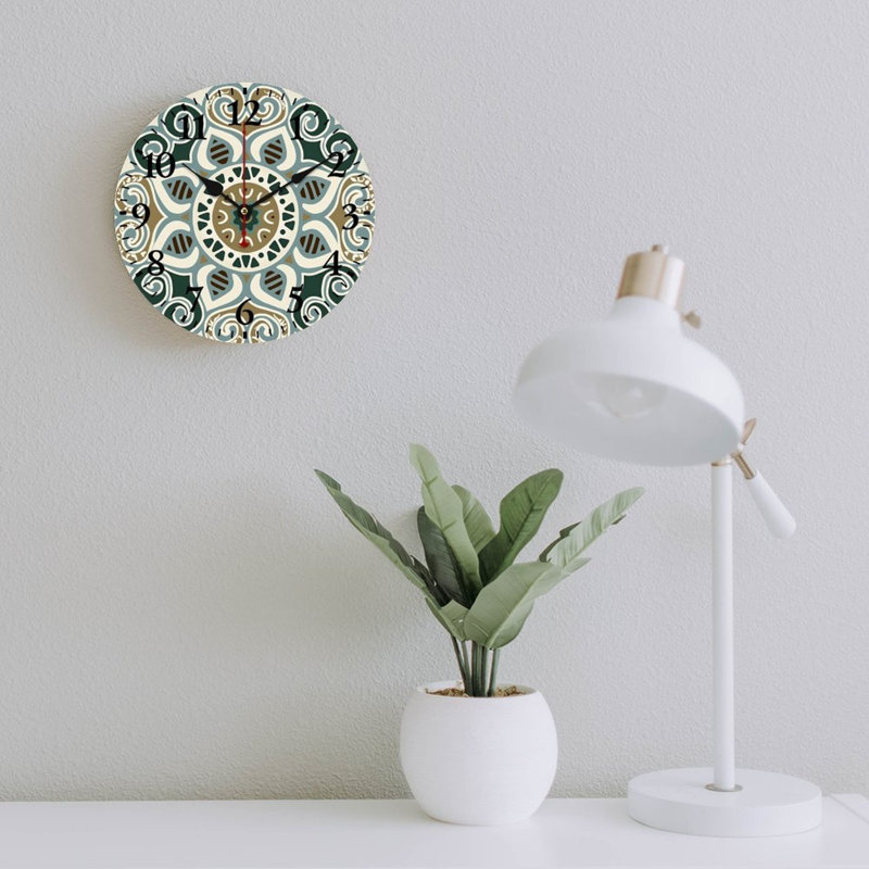 Soft Blue Poppy Round Wall Clock Decor, for Nursery Porch 12" x 12"