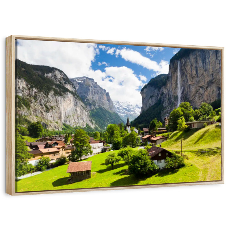 Scénique Lauterbrunnen, Cadre flottant en bois naturel, 25 po x 17 po