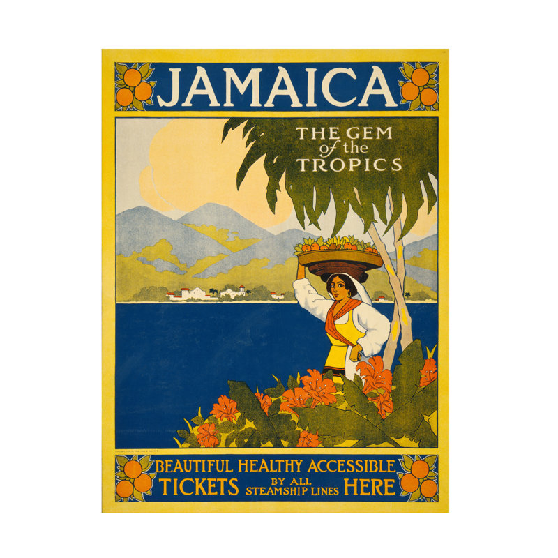 American School, affiche de voyage en Jamaïque, art sur toile de 1910, H 47 po x l 35 po