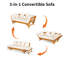 Canapé d'extérieur 3-en-1 pour patio - Structure convertible en bois d'acacia avec coussins amovibles beiges