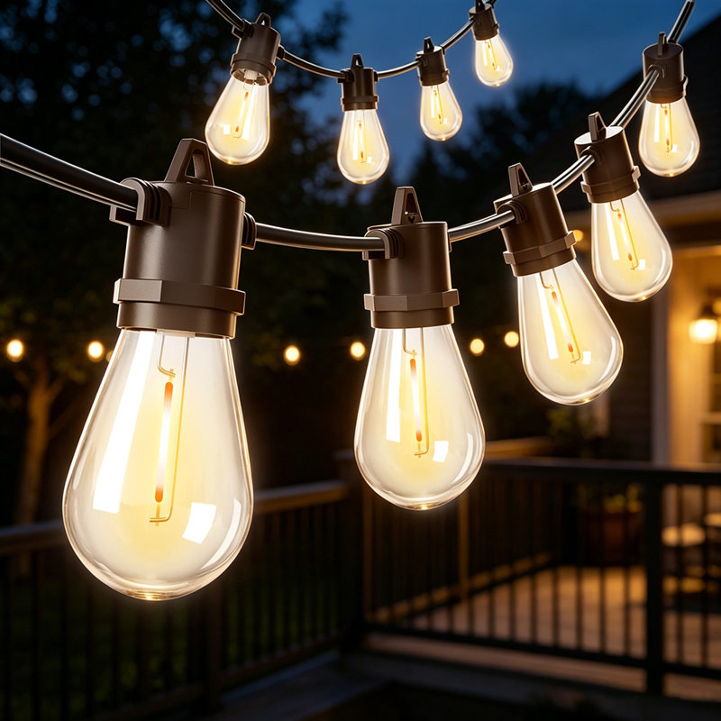 Guirlande de 50 lumières DEL d'extérieur à intensité variable avec minuterie et 3 modes d'éclairage, 16 lumières de patio imperméables et connectables pour la cour et les fêtes