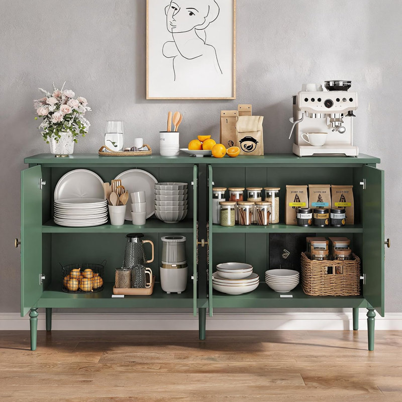 Buffet moderne de 150 cm (59 po), meuble de rangement en bois pour salon, Green
