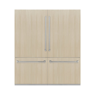 ZLINE 72 in. 39.6 cu. ft. Panel Ready French Door Built-In Bottom Freezer Refrigerator with Water Dispensers and Ice Makers with Graphite Gray Interior (GRBIT-72)