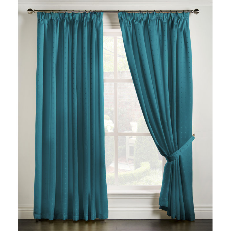 Norush Madison Pencil Pleat Curtains, 229cm Width x 183cm Drop, Teal