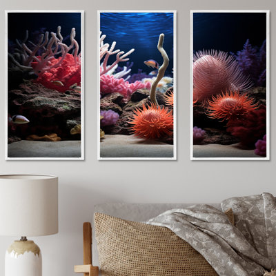 «Vibrant Coastal Coral Beauty» - ensemble d'art sur toile corail sous l'eau