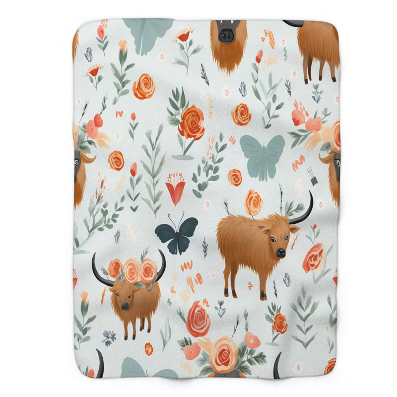 Vache rétro - 1 pièce Sherpa Premium, Lit simple