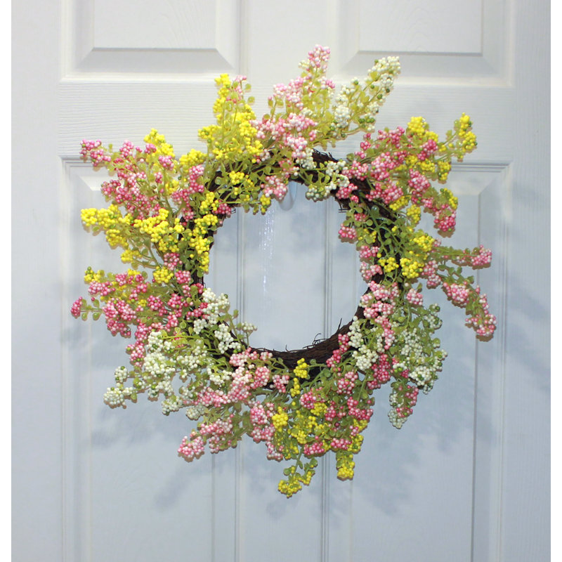 21" Artificial Colorful Spring Bud Wreath