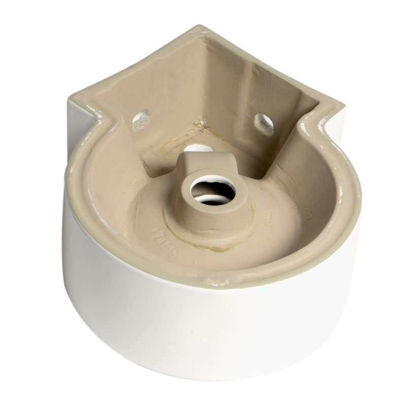 White Ceramic Wall-Mount Oval Bathroom Sink with Overflow