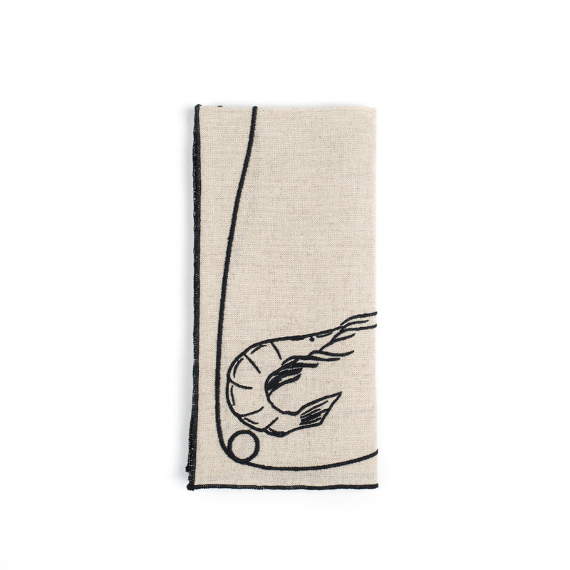 Line Drawing Embroidered Linen Napkins