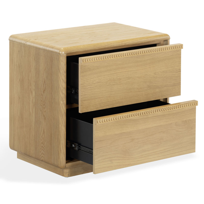 Table de chevet 2 tiroirs Alanna, Brown Oak
