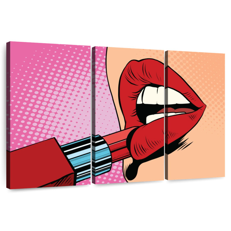 Caricature des lèvres rouges, H 48 po x l 74 po