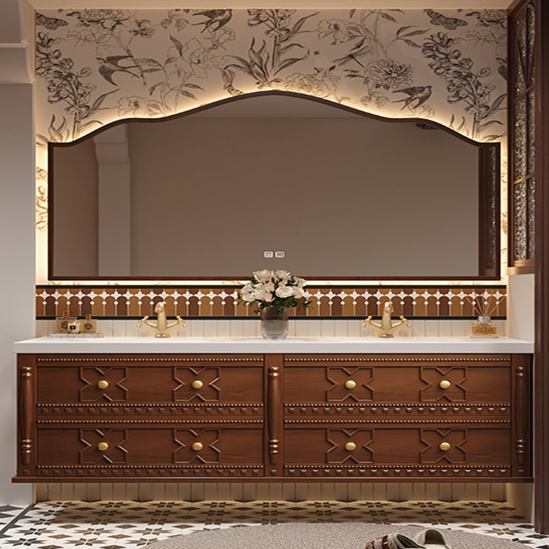 Armoire de salle de bain rétro de style médiéval., H 21,65 po x l 82,68 po x P 21,65 po