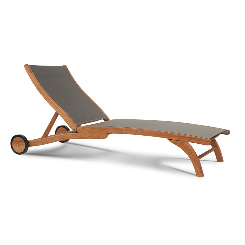 Tolya Outdoor Teak Wood Chaise Lounge, Taupe