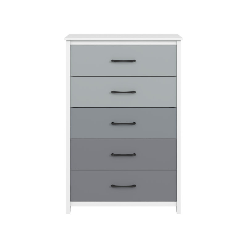 Allysyn 5 Drawer Dresser, White/Gray