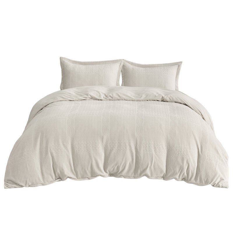 Bedsure Ultra Soft Plush Shaggy Duvet Cover Set, King Duvet Cover + 2 King Pillowcases, Cream White