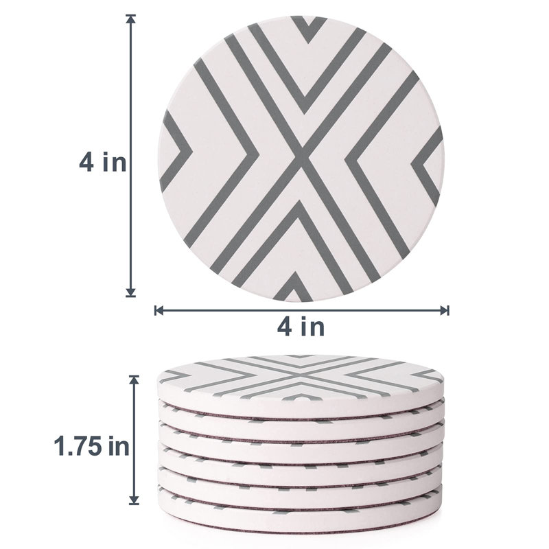Ensemble de 6 sous-verres gris 4 pouces