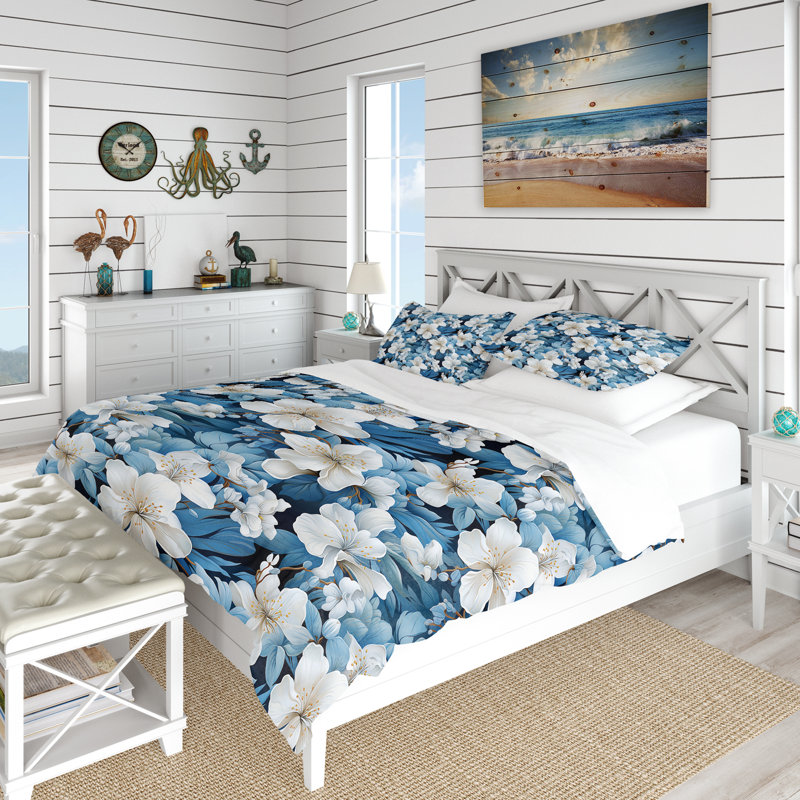 Ensemble de housse de couette Azure Mirage, Housse de couette simple + 1 taie décorative stan