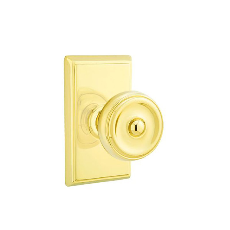 Privacy Waverly Knob with Rectangular Rose, Polished Brass