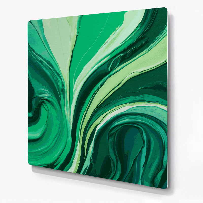 Art mural abstrait en métal vert 85, H 12 po x l 12 po