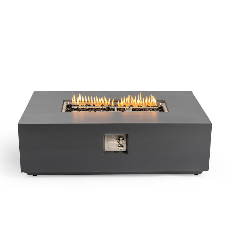 Concrete Propane/Natural Gas Fire Pit Table, Light Gray