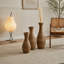 Ensemble de 3 vases de sol élégants en rotin artificiel beige pour salon et entrée