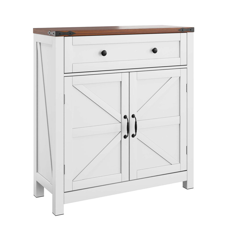 Farmhouse Batgroom Storage Cabinet With Drawer And Adjustable Shelf, White