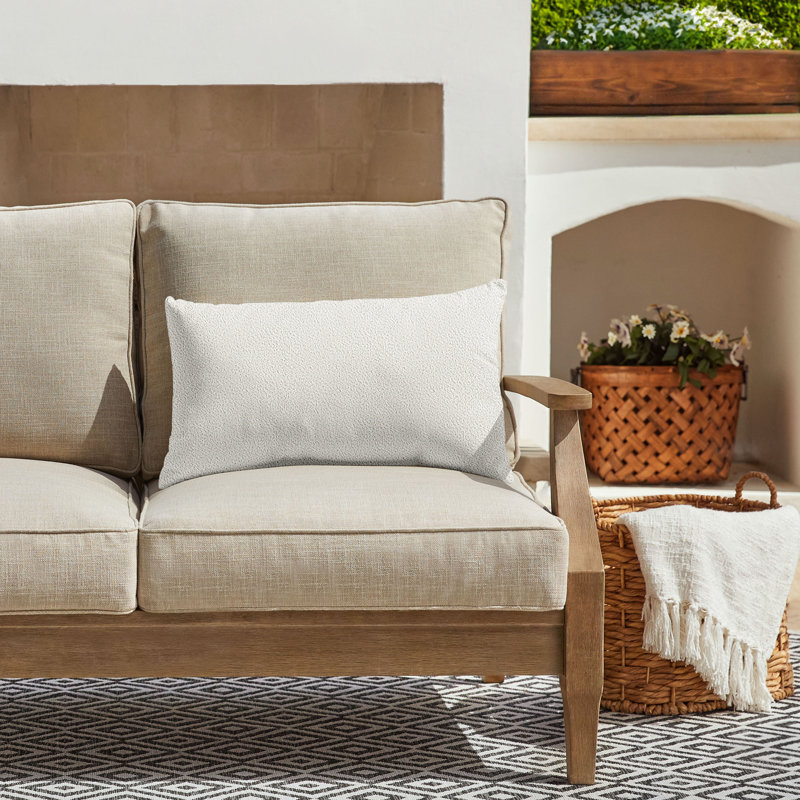  Housse et insert de coussin décoratif en polyester, 14 po x 24 po, Ivoire
