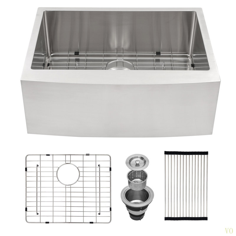27 Inch Farmhouse Kitchen Sink - 27"X21"X10" Stainless Steel Apron Front Farmhouse Sink 10 Inch Deep 16 Gauge Single Bowl Kitchen Sink Basin