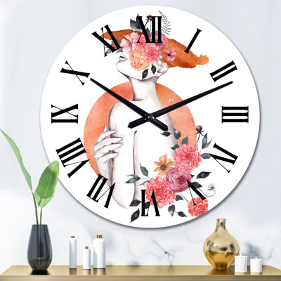 Silhouette de femme avec horloge murale Glam