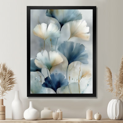 «Watercolor Pants Flowers In Meadow», reproduction d'art sur toile botanique blanche