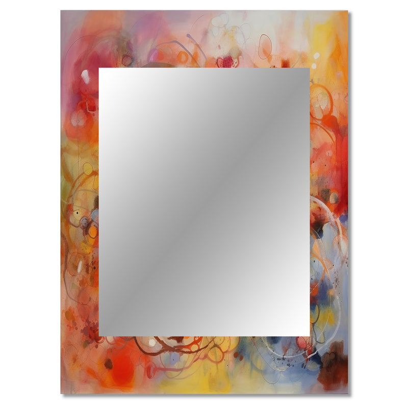 Orange Red Marbled Dreamscape II - Geometric Decorative Mirror, Modern Wall Mirror, Printed Metal Art, 40" x 30"
